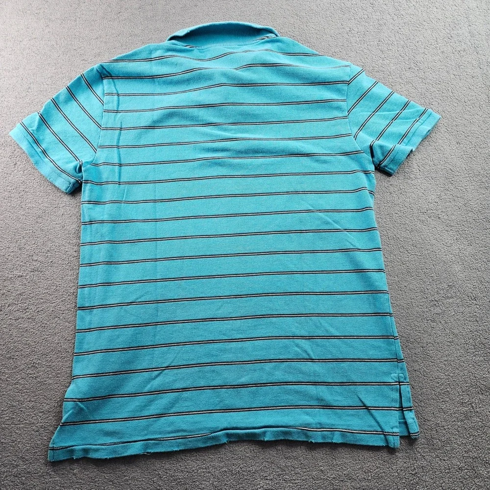 Polo Jeans Co. Ralph Lauren Polo Shirt Mens Medium Blue Striped Golf Performance